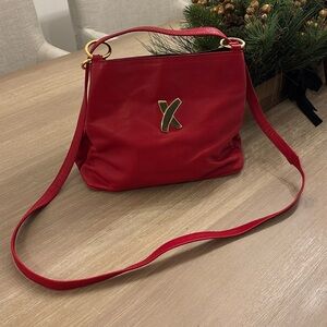 Paloma Picasso Red Shoulder Bag with Gold Accent